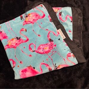 Flamingo Minky Couture Print Blanket with Satin Trim